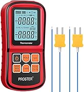 Proster Digital Thermocouple Temperature Thermometer with Two K-Type Thermocouple Probe Backlight...