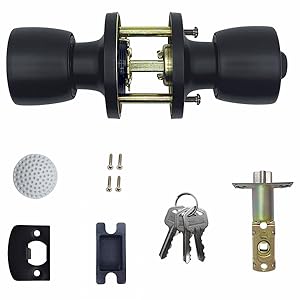 Keyed Entry Door Knob with Lock, Interior and Exterior Door Lock, Standard Ball, Satin Nickel