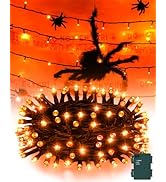 Kelumi Halloween String Lights Battery Operated, Orange Fariy Lights with Timer Waterproof 9.8ft ...