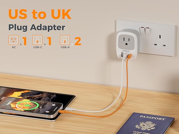 TESSAN uk travel adapter