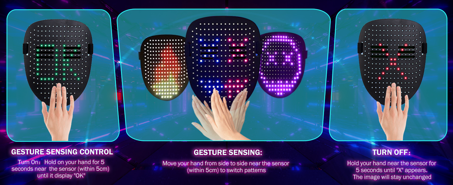 LED masks with changeable patterns