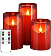 NURADA Flameless Candles with Remote Timer: 3D Wick Battery Operated Led Pillar Candle Fake Candl...
