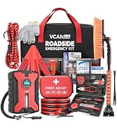 Car Emergency Safety Kit Bag with Portable Air Compressor, Jumper Cables,First Aid Kit, Winter Ve...