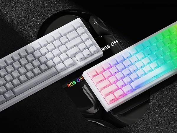 Keyboard Keycaps Jelly - Ceramic Keycaps 75%, Clear White Key Cap, Transparent Side Printed