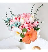 Longzhuo Artificial Flowers for Vase, Fake Tulips Bouquet for Home Decorations, Faux Flowers, Flo...