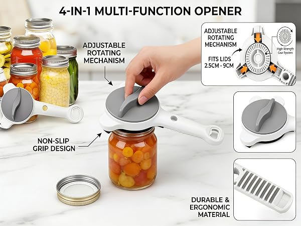 Jar Opener with Non Slip Teeth for Seniors &amp;amp; Those, Fits Kitchen Jars, Sauces, Bottles &amp;amp; Cans