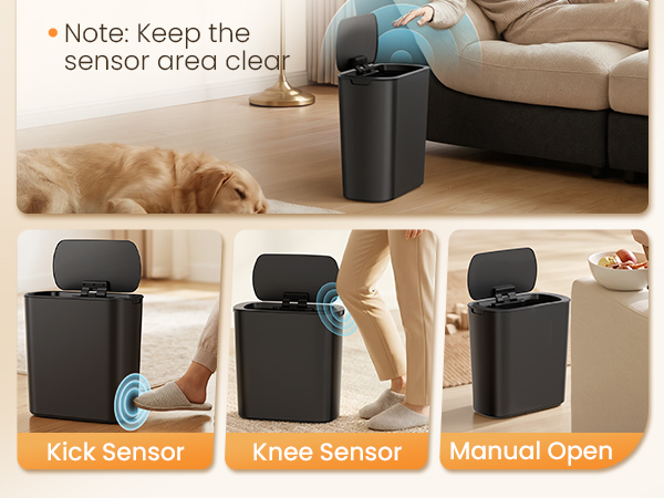 Automatic Motion Sensor Bathroom Trash Can with Lid