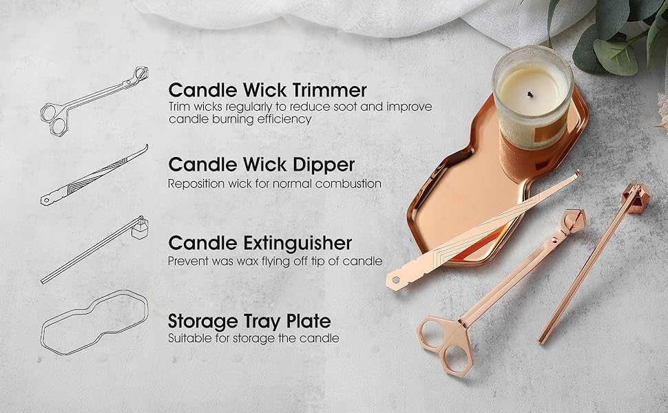 Candle Accessory Set,Wick Trimmer,Candle Snuffer,wick dipper,bell snuffer,wick scoop,bell snuffer