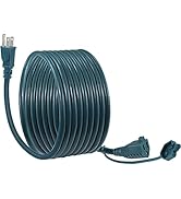 15FT 14Gauge Outdoor Extension Cord - Green Heavy Duty Construction SJTW 3Prong Waterproof Long P...