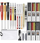 22 Pack Mechanical Carpenter Pencil Set with Sharpener 60 Refills, Automatic Center Punch, Carbid...