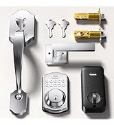TEEHO Keyless Entry Door Lock Deadbolt with Handle Set, Electronic Digital Smart Locks Set for Fr...