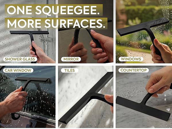 Shower door squeegee for glass, mirror, tiles, car windows, countertop and windows
