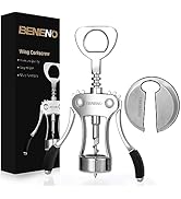 Wine Opener with Stainless Steel Wine Foil Cutter, Zinc Alloy Premium Wing Corkscrew Wine Bottle ...