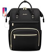 FOCDOD Women Laptop Backpack Work Bag - Fits 15.6 inch with Laptop Compartment Waterproof Profess...