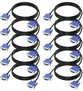 URELEGAN VGA Cable 6 Feet 10-Pack, VGA to VGA Monitor Cable 1080P Full HD Male to Male Cord HD15 ...