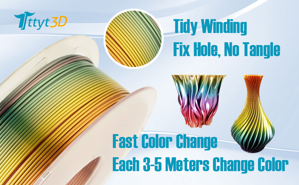 tidy winding silk rainbow pla filament