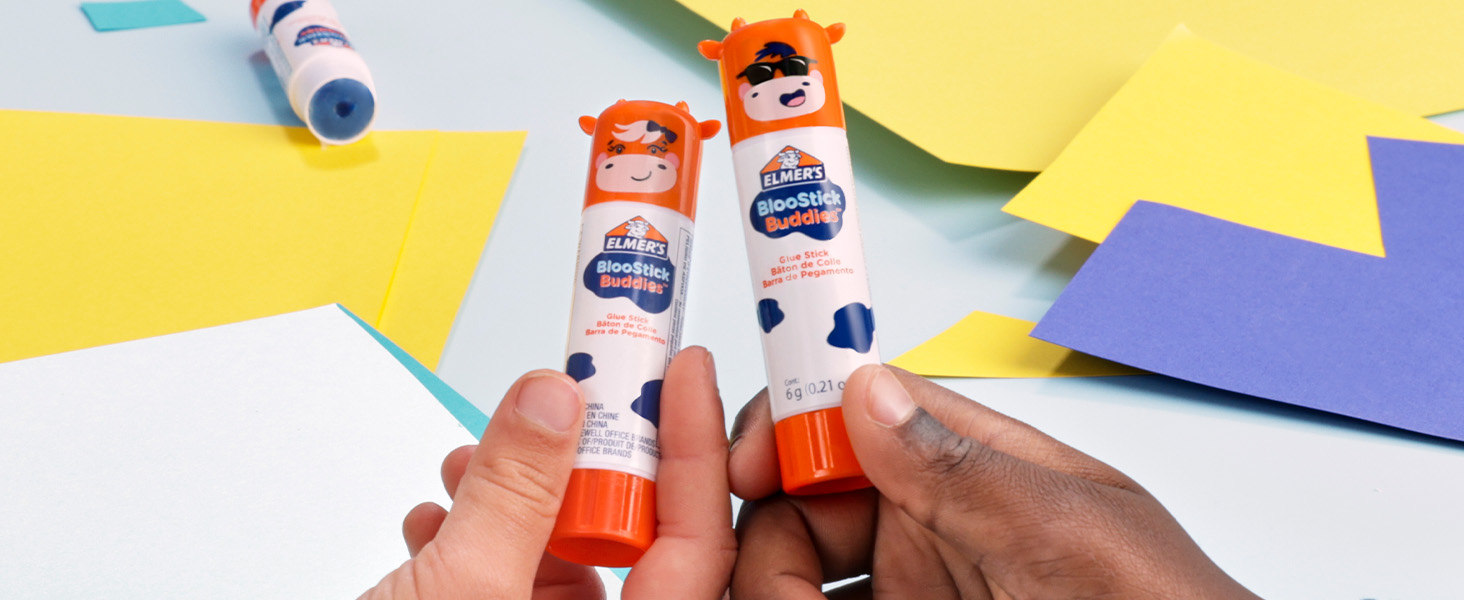 Elmer's Glue Sticks Combo Pack, BlooStick Buddies and Disappearing Purple Glue Sticks, 6g, 12 Count