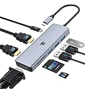 USB C Hub, Tiergrade 9 In 1 Triple Display Collage Display Laptop Docking Station with 2 4K HDMI,...