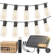 150FT Solar String Lights for Outside, Solar Powered Patio Lights with 52 Shatterproof ST38 Ediso...