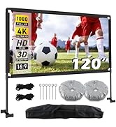 Projector Screen with Stand, Taotique 120 inch Portable Movie Front and Rear Projection Screen Th...
