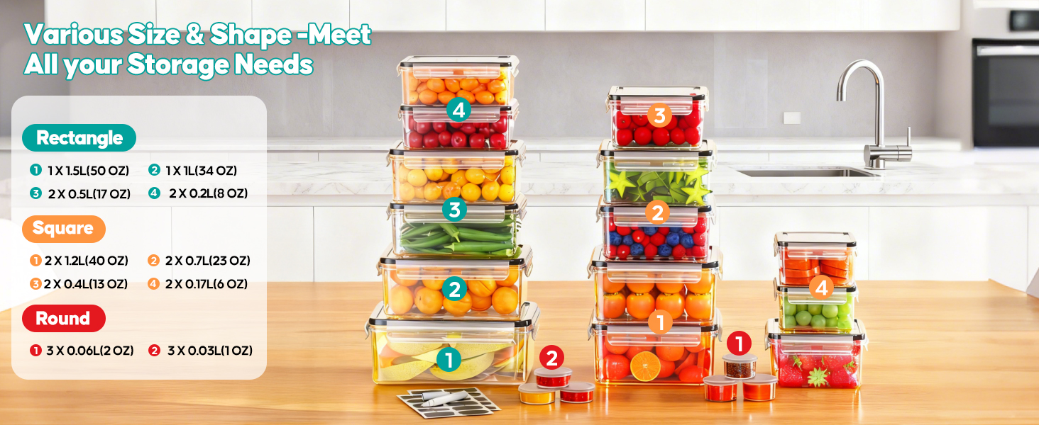 Food Storage Containers with Lids Airtight