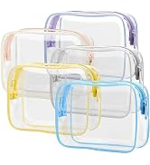 PACKISM Clear Toiletry Bag, 5 Pack TSA Approved Toiletry Bag Quart Size Bag, Travel Makeup Cosmet...