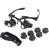 Beileshi Glasses Magnifier 10x 15x 20x 25x LED Illumination Double Eyes Jewelry Magnifying Loupe ...