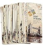 30 Piece Set Vintage European Scenes Retro Old Travel Postcard Bookmarks,Note Pads,Memo Pads Book...
