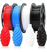 1.75mm Normal PLA 4 Most Basic Colors Bundle Pack: Black Red White Blue, Each Spool 250g, 4 Spool...