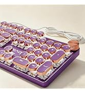 Wired Typewriter Mechanical Keyboard, Retro Punk Keyboard with Media Knob | White Backlit, Metal ...
