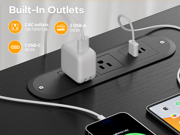 Desk with charging station