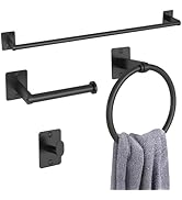 Matte Black Bathroom Accessories Set, KLJKPA 4 Pieces Bathroom Hardware Set, 24 inch Towel Bar, T...