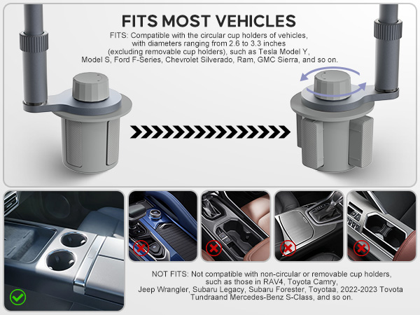 Car Desk Car Tray for Laptop &amp;amp; Food, Wooden Cup Holder Table with Adjustable Height