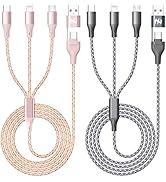 IDISON Multi Charging Cable (4ft 2Pack), 3 in 1 Charging Cable Nylon Braided USB A/C Port iPhone ...