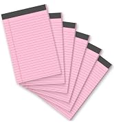 Gehanfai 6 Pack 5 x 8 Inch Pink Legal Pads, Double-Sided Lined Notepads with Hard Backing for Off...