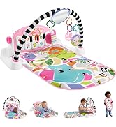 Fisher-Price Baby Playmat Glow and Grow Kick &amp; Play Piano Gym, Pink Musical Learning Toy with Dev...