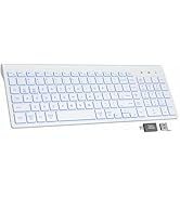 SABLUTE Wireless Keyboard with 7 Colored Backlits, Rechargeable Silent Compact Cordless Computer ...