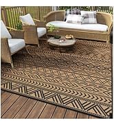 MontVoo-Outdoor Rug Carpet Waterproof 5x8 ft Reversible Patio Rug RV Camping Rug-Plastic Straw Ru...