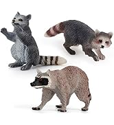 Rich Boxer 3 PCS Realistic Mini Raccoon Figurine Wild Animal Figures for Party Diorama Supplies C...