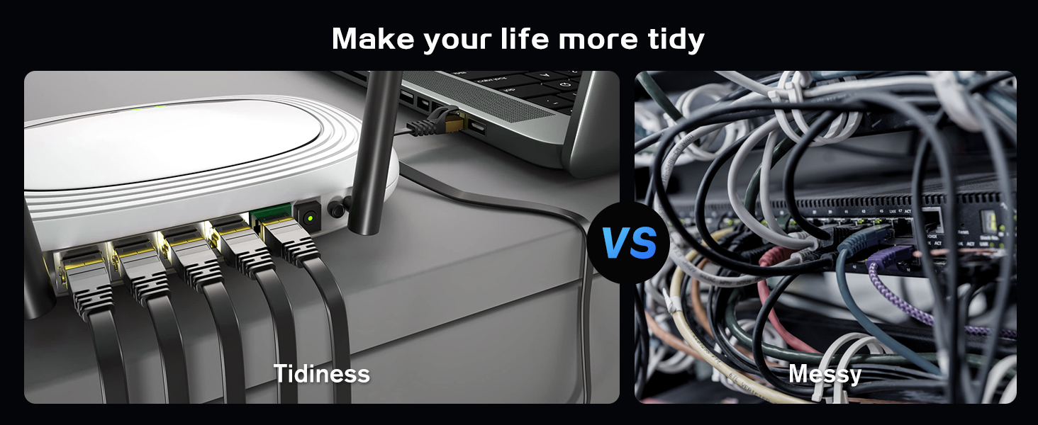 Flat Cat 8 Ethernet cables keep your network infrastructure clean and organized