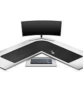 Mydours L-Shape Desk Pad, PU Leather Large Mouse Pad, (115+115) x40cm Corner Computer Desk Blotte...
