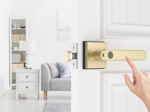 fingerprint door lock gold