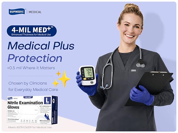 Supmedic Med+ medical plus protection nitrile exam gloves Blue Violet