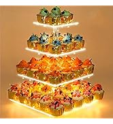 YestBuy 4 Tier Cupcake Stand Acrylic Tower Display with LED Light Premium Holder Dessert Tree Tow...