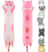 Cat Soft Pillow Plush Long Throw Sleeping Pillow Cotton Kitten Pillow Cuddly Stuffed Cute Plush D...