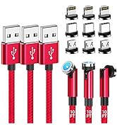 Magnetic Charging Cable [3-Pack,10FT/10FT/10FT] 540° Rotating Magnetic Phone Charger 3-in-1 Magne...