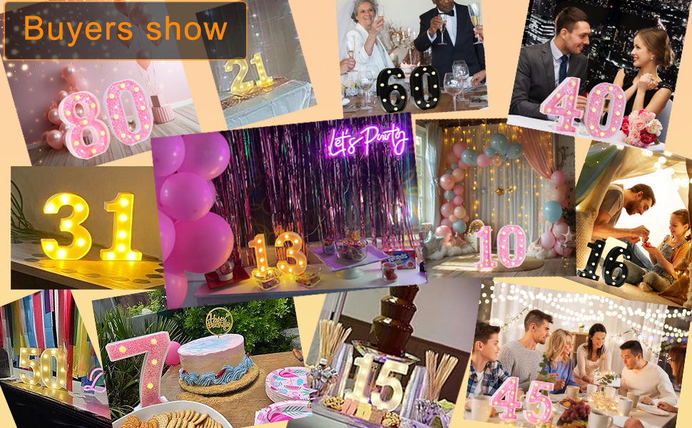 LED number lights for birthday party