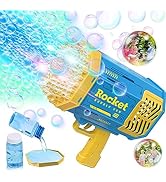 SHCKE 69 Holes Rocket Bubble Gun with Colorful Lights/Bubble Solution,Bubble Machine Gun, Bubble ...
