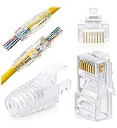 GTZ RJ45 Cat6 Pass Through Connectors and Strain Relief Boots - Pack of 100/100 | EZ to Crimp Mod...