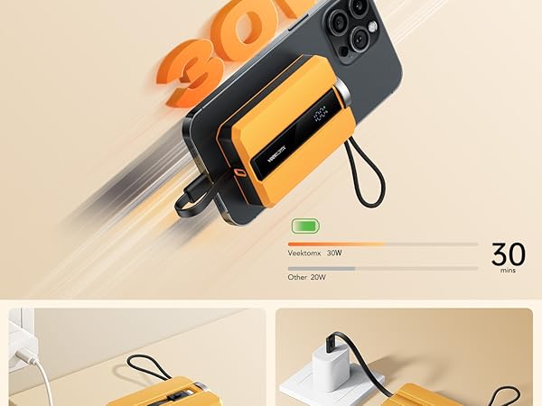 power bank with built in cables 10000mAh